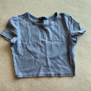 Light blue cropped shirt